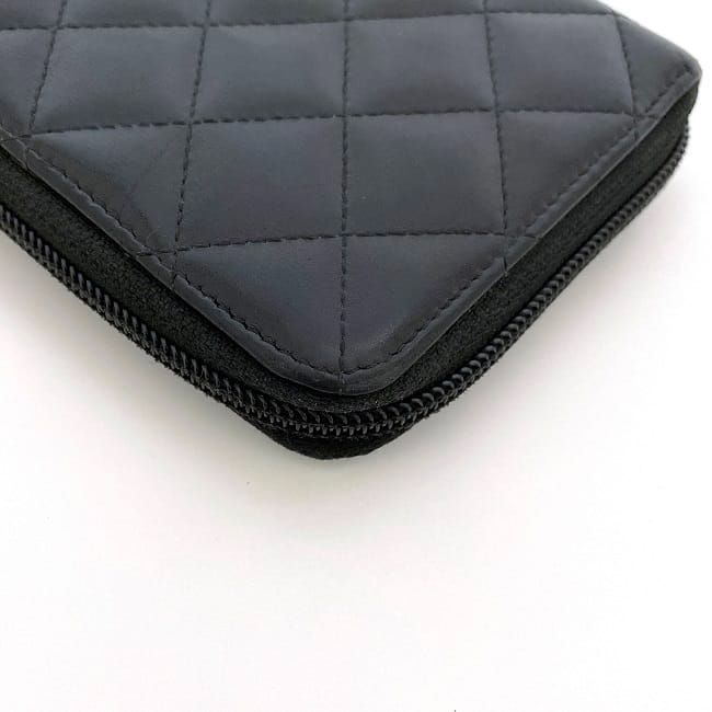 Chanel Round Zipper Long Wallet F21276 Black Cambon