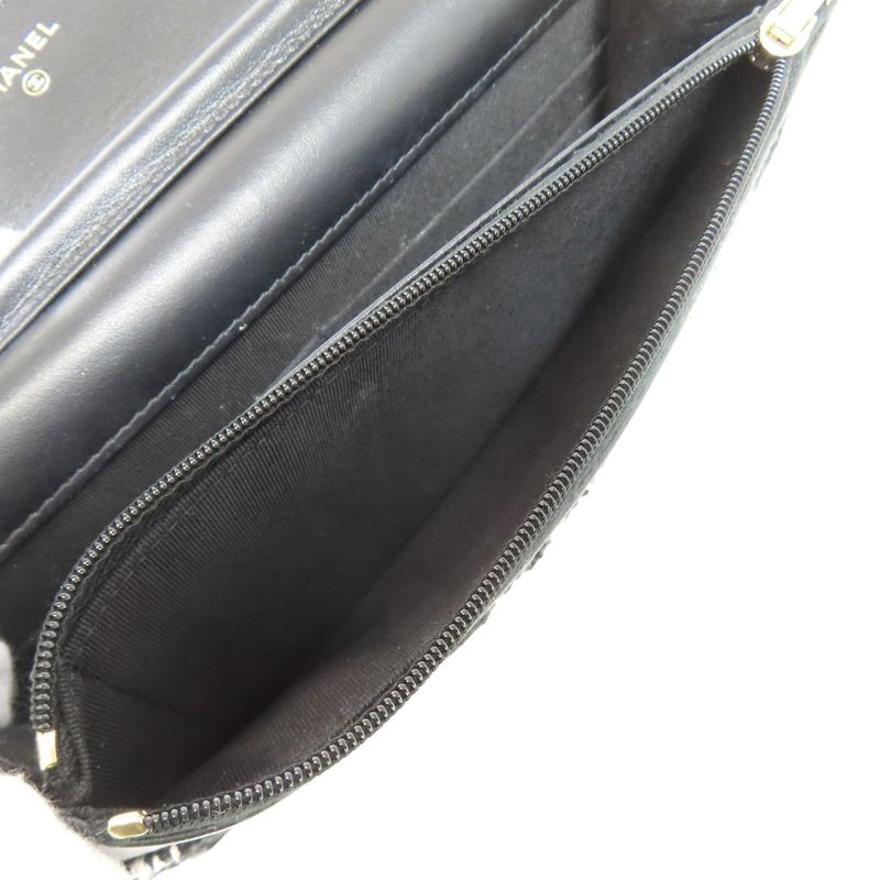 Chanel Chain Wallet Coco Mark Gold Hardware Long Wallet With Coin Purse Tweed