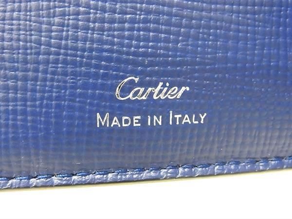 Cartier Diamond Leather Bifold Wallet Card Holder Navy Ax3846