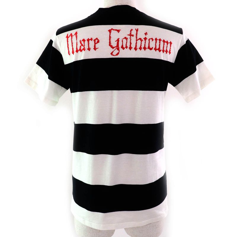 Gucci 422730 100% Cotton Mare Gothicum Flower Studded Striped Crew Neck Short