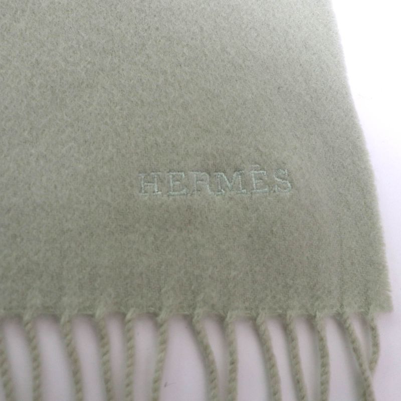 Hermes 100% Cashmere Logo Embroidered Fringed Extra-large Stole Shawl