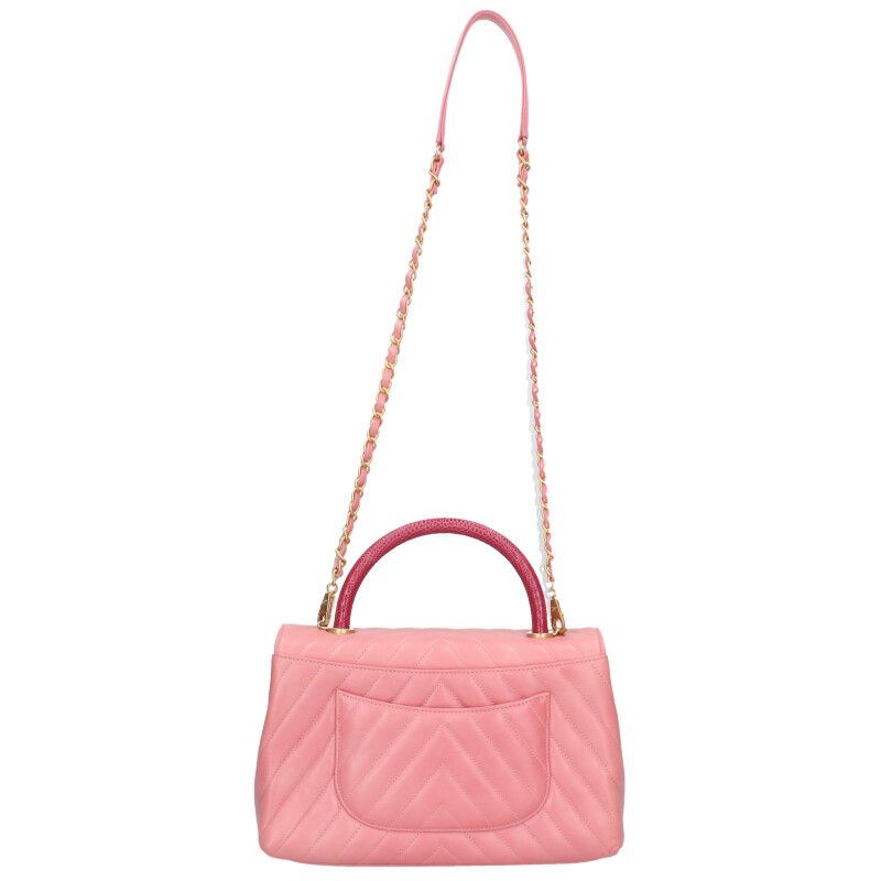 Chanel Coco Handle 29 Chevron Aged Calfskin Chain Shoulder Bag Women 29