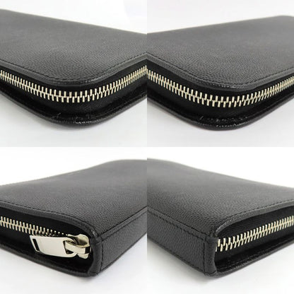 Saint Laurent Full Zip Wallet 534290 Grain Leather Black Silver-hardwar