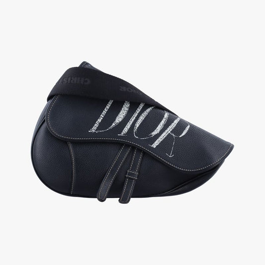 Christian Diorchristian Dior Saddle Bag Black Leather 06-bo-0199