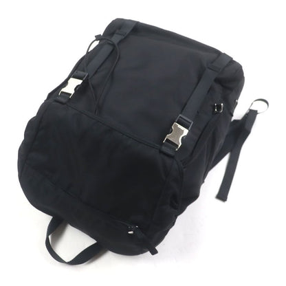 Prada 2vz062 Tessuto Nylon Triangle Logo Triangle Plate Backpack Black Silver