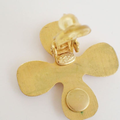 Chanel Earrings CC Gold Stones Flower 86fa446