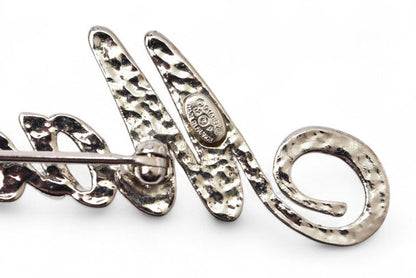 Chanel Brooch Chanel Pin Brooch Mademoiselle Logo Rhinestone Coco Silver Rose 02