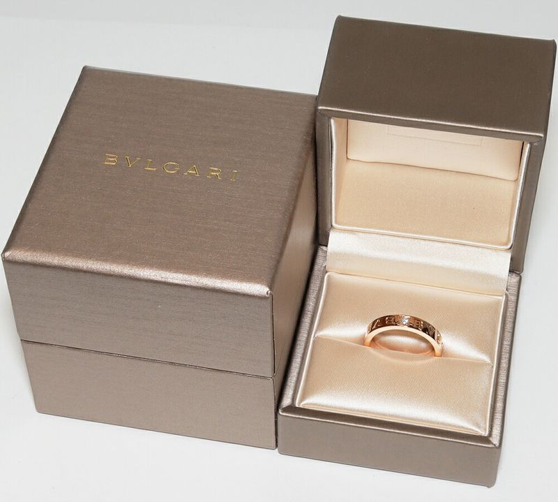 Bulgari Ring 18K Pink Gold Diamond 1P Bzero1 Ring Bulgari Double Logo Ring