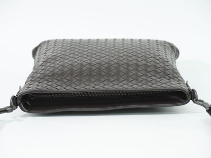 Authentic Bottega Veneta Intrecciato Shoulder Bag Pochette Leather Brown