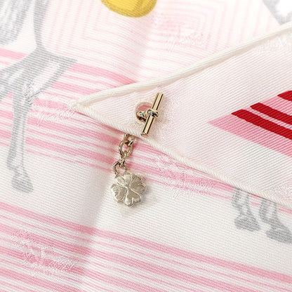 Hermes Shawl Carre 70 Triangle Jean Silk White and Multicolor Gold Hardware