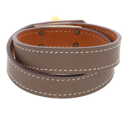 Hermes Kerry Debuture Engraved D Leather Bracelet Ladies T2