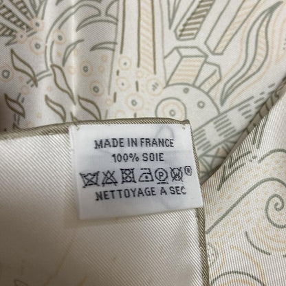Hermes Scarf Carré 90 White X Rose Nacre X Vert De Gris Please HOLD THE