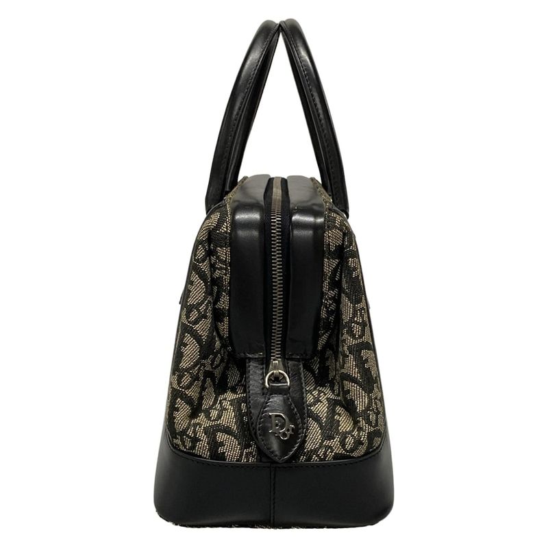 Dior/christian Dior Handbag Trotter Ivory X Dark Navy Leather