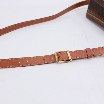 Celine Macadam Leather X PVC Brown Shoulder Bag Gold