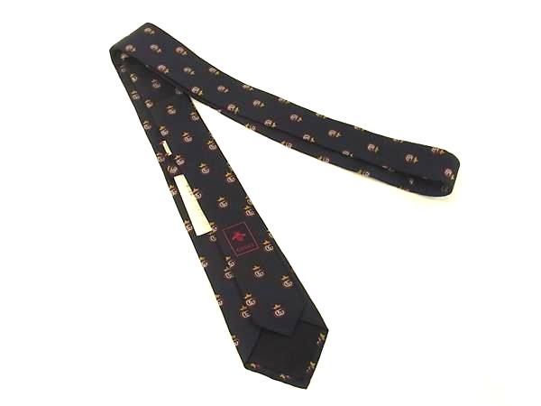 Gucci 100% Silk Necktie Gentlemen Business Men's Navy Az4169