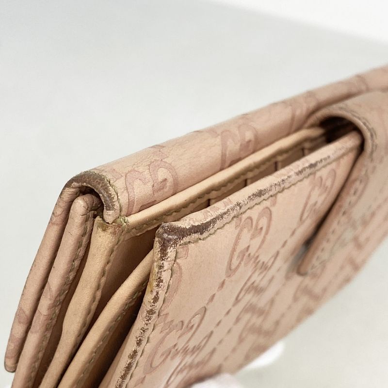 Guccissima 112715 Leather Pink Gold Hardware Women's Long Wallet