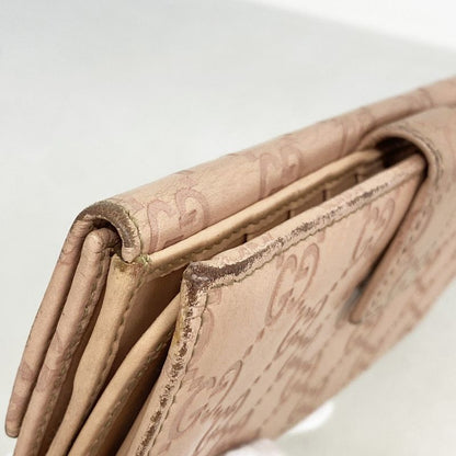 Guccissima 112715 Leather Pink Gold Hardware Women's Long Wallet