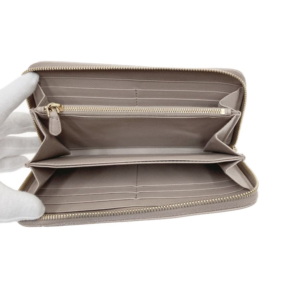 Prada Saffiano Long Wallet Round Zipper 1ml506 Beige