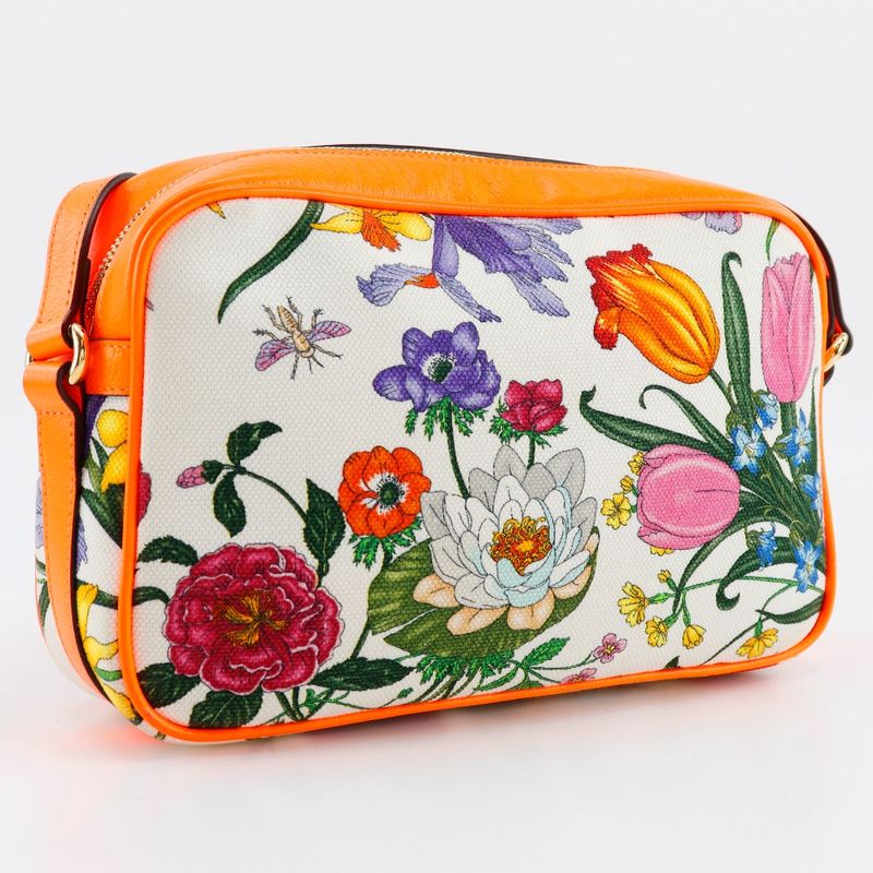 Gucci GG Flora Floral 550147 Canvas And Leather Orange Ladies Shoulder Bag