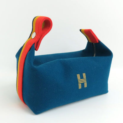Hermes Brid A Black PM Cabas -le Bleu-paon Svhardware Wool Pouch