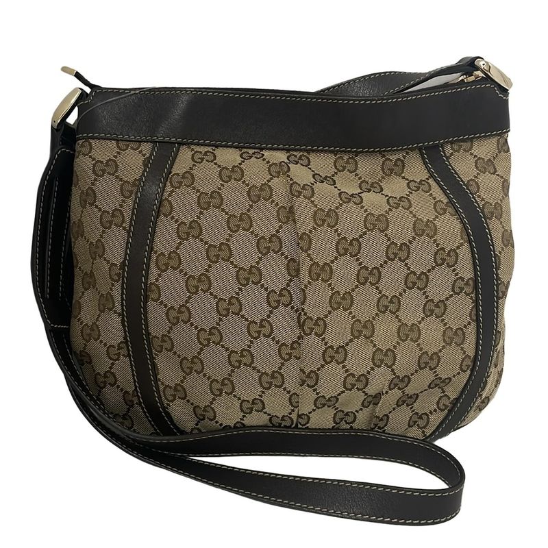 Gucci Shoulder Bag Abby 203257 Beige And Dark Brown Leather
