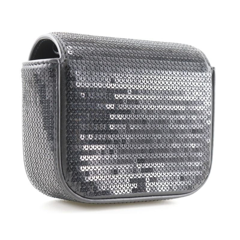 Celine Mini Triomphe 2WAY Clutch Leather X Sequins Black Ladies Shoulder Bag