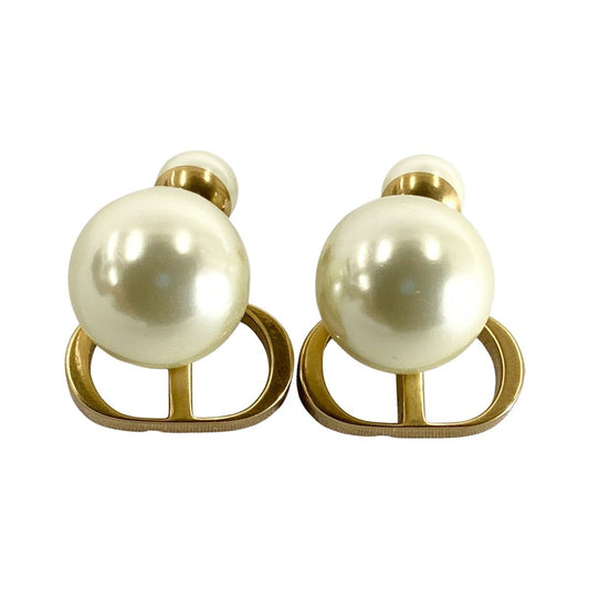 Christian Dior Tribal Earrings Pearl Gold