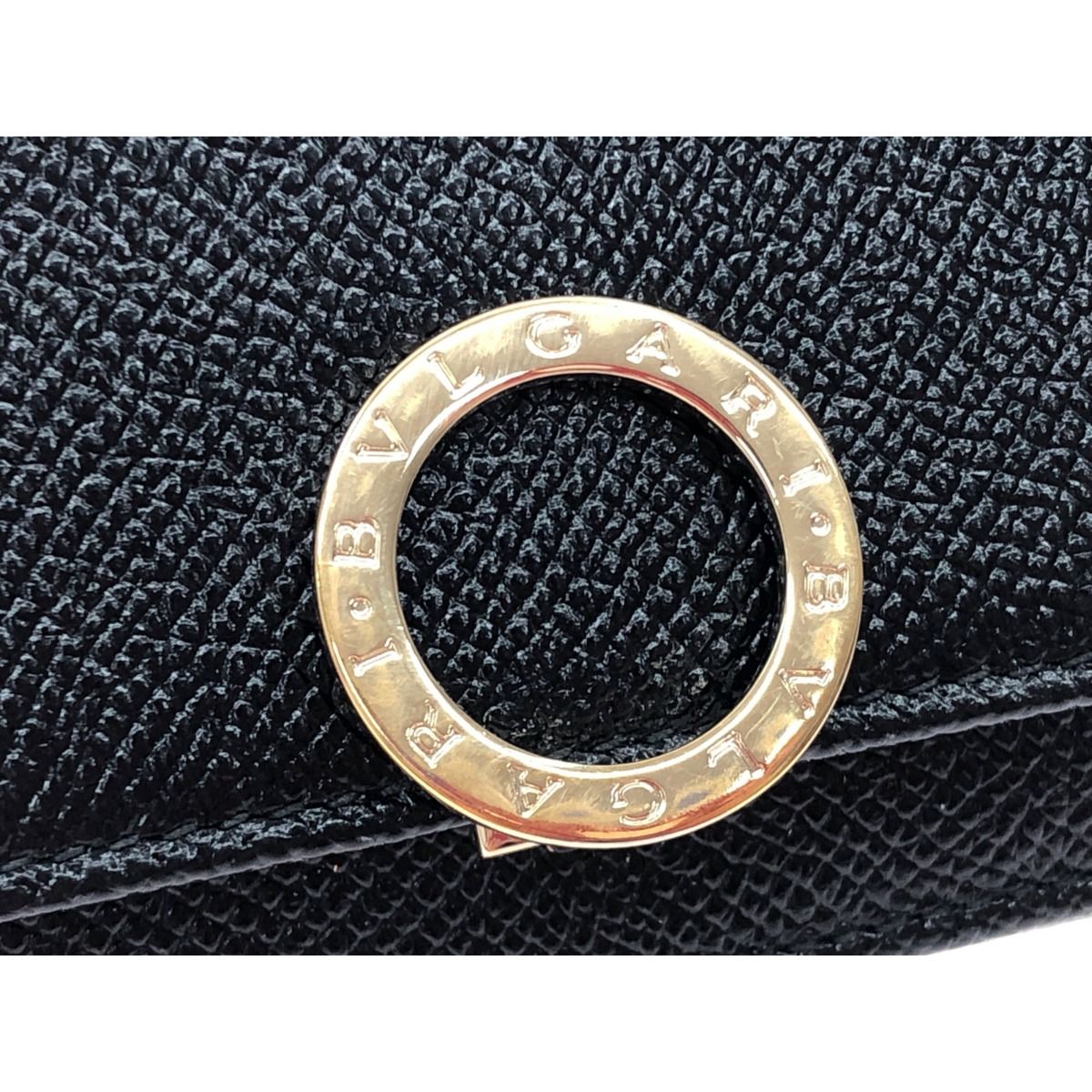 Bvlgari Women's Trifold Wallet Compact Wallet Leather Black