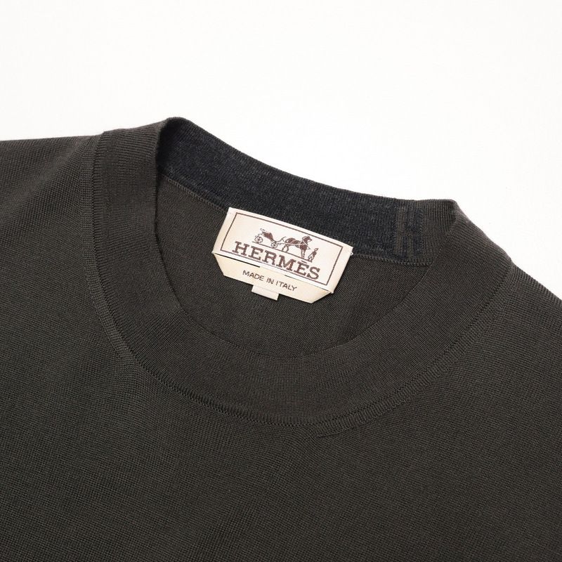 Hermes Sweater Size M Long Sleeve Knit Sweater Crew Neck Saddle