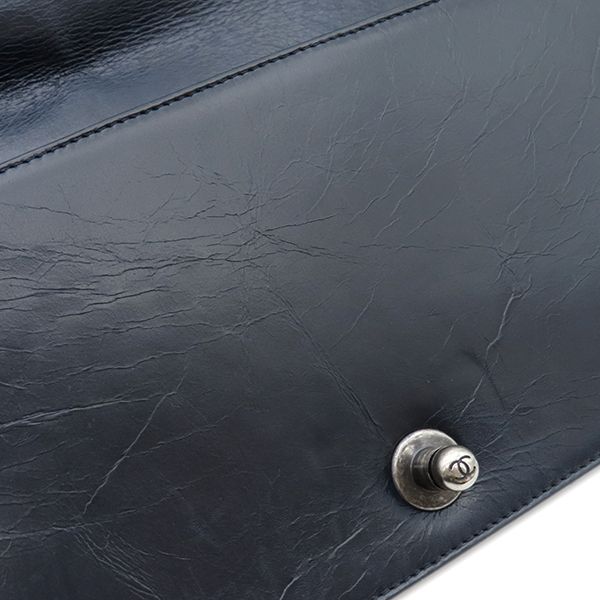 Chanel Shoulder Bag Boy Chanel Leather Navy Gunmetal Hardware Navy Blue Chain
