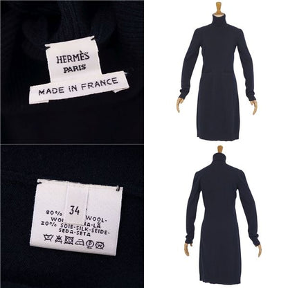 Hermes Dress High Neck Knit Wool Silk T