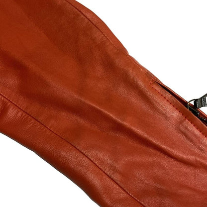 Prada Riders Jacket Size 38 S Women's Orange Lamb Leather / Spring & Autumn