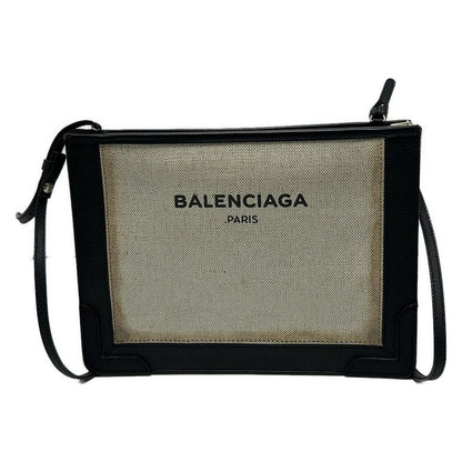 Balenciaga Shoulder Bag Navy Pochette 339937 Ivory And Black Leather