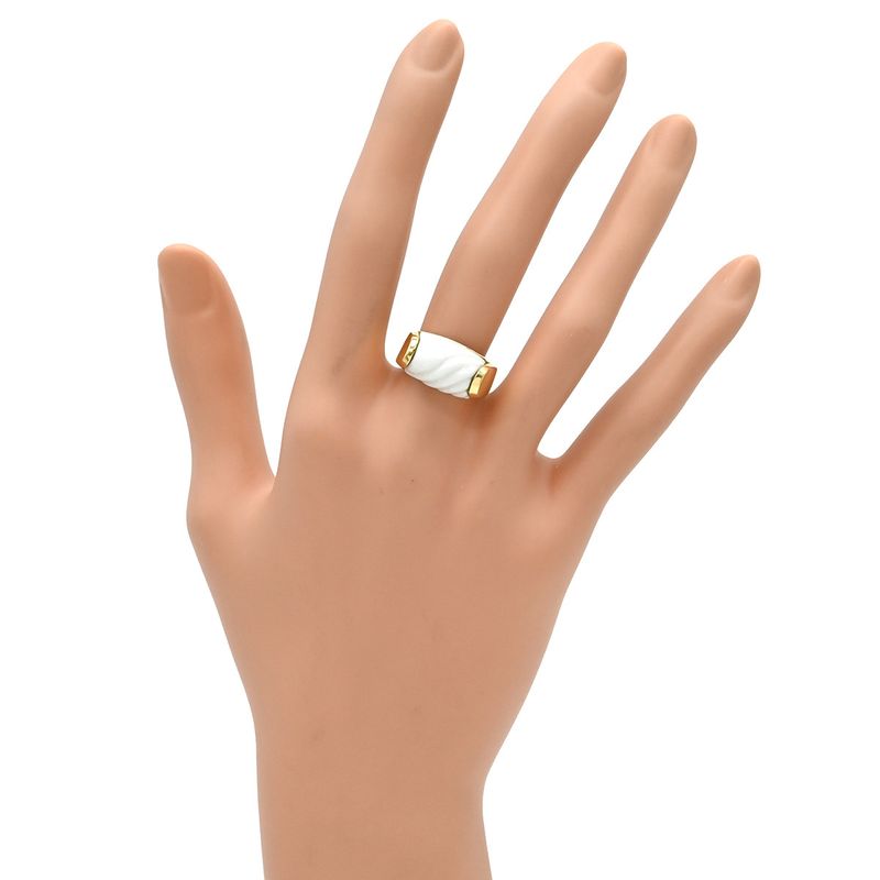 Bvlgari Bvlgari Ring Tronchet Ring 18k Yellow Gold White Ceramic Yellow-Gold
