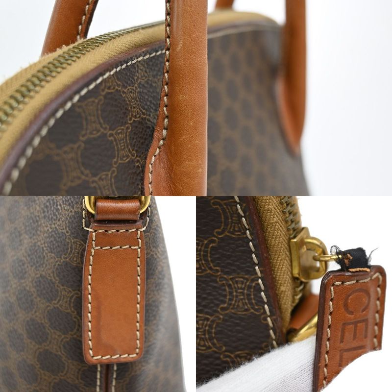 Celine Handbag Macadam Pattern Leather PVC Brown 64ka850