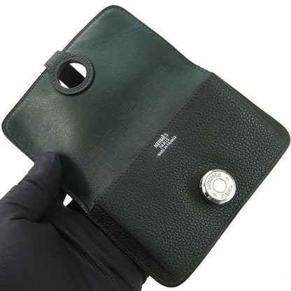 Hermes Dogon Coin Case □G Engraved Togo Moss Green Silver Hardware Compact