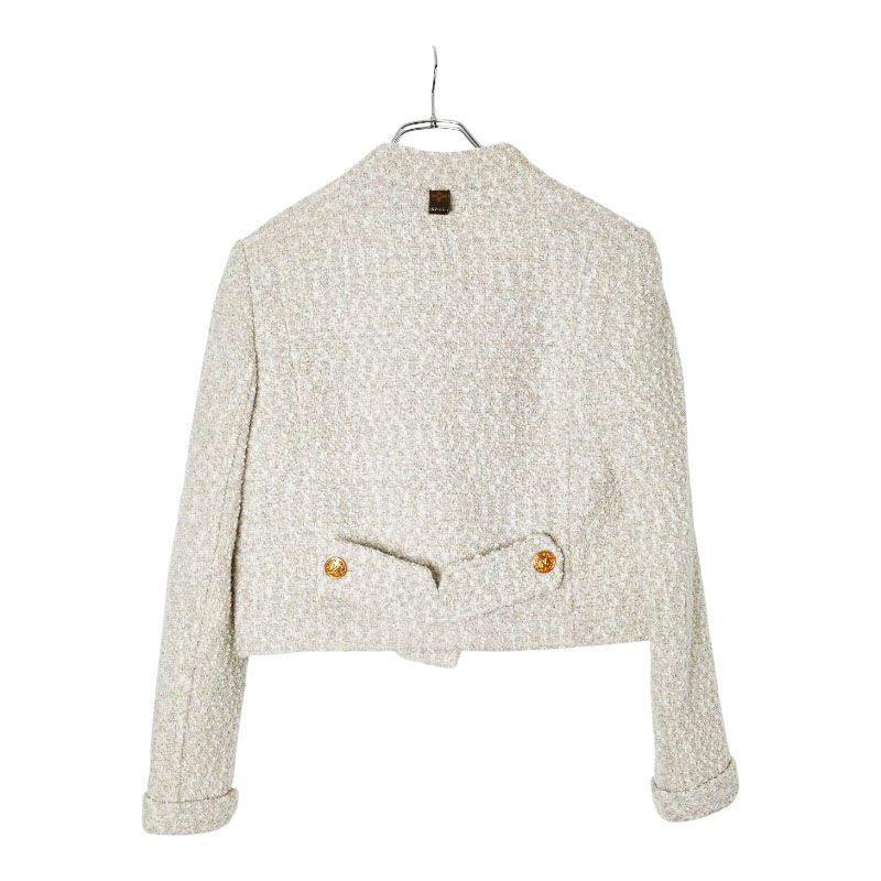 Louis Vuitton 22AW Tweed Jacket Size 36 Ivory Off-white Nylon Cotton Wool