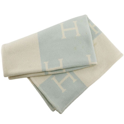 Hermes Baby Blade Avalon Blanket Swaddling Cashmere And Wool White/light Blue _