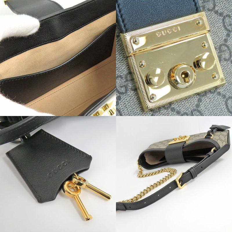 Gucci Padlock Small Shoulder Bag 811705 Black GG Supreme Canvas Black