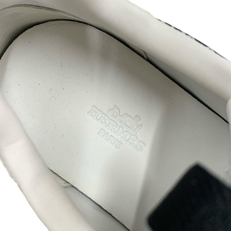 Hermes Glam Sneakers Shoes Leather Suede Black White Bandana Pattern