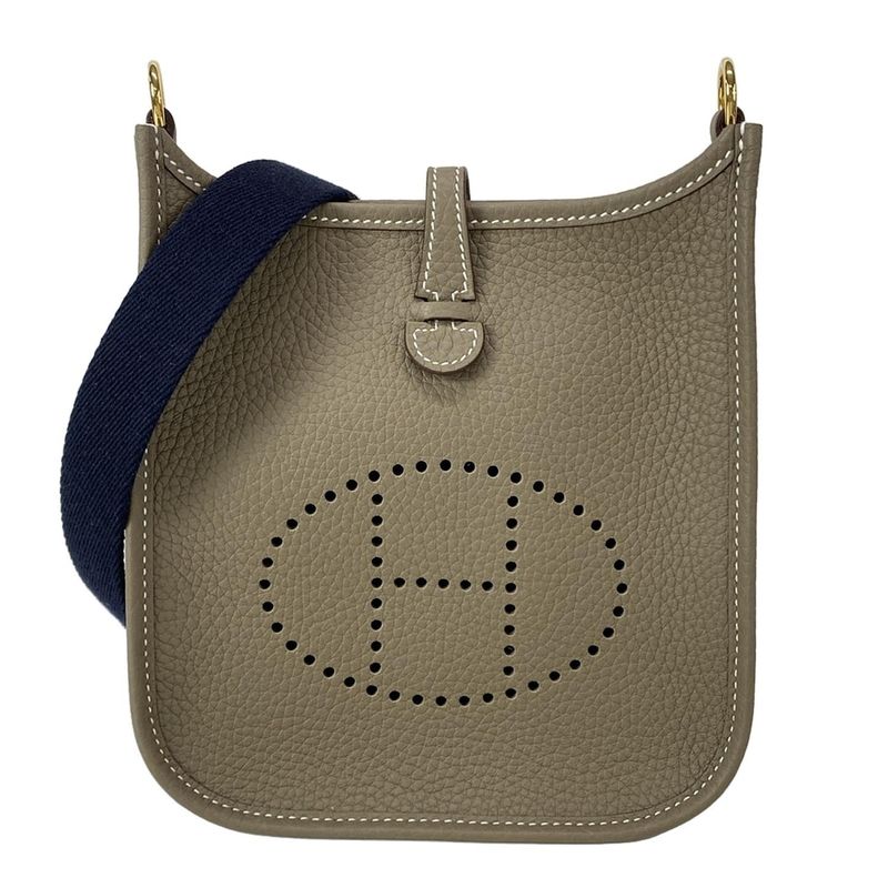 Hermes Shoulder Bag Evelyn Tpmamazon Etoupe × Blue Indigo Gold Hardware