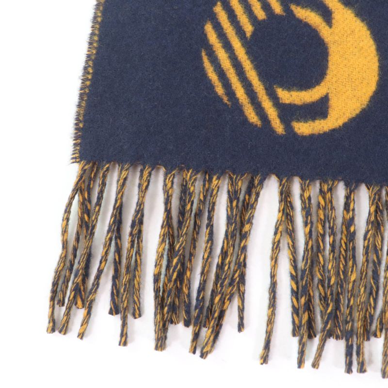 Hermes Dre Buckle Cashmere Echarpe Tisse Fringed Reversible Scarf Navy With Box