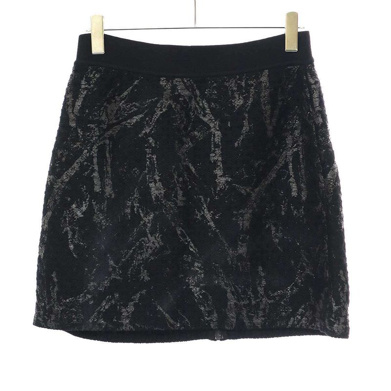 Chanel Wool Knit Skirt P42496k04282 Black 42