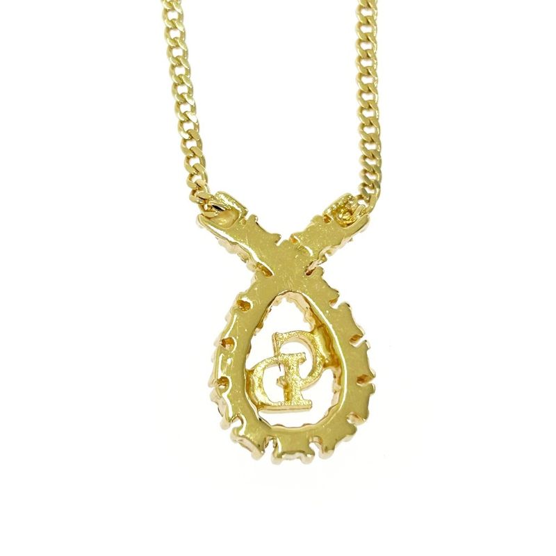 Christian Dior GP Rhinestone CD Logo Necklace Gold 409737 Necklace