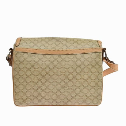 Celine Shoulder Bag Macadam Pattern Beige Leather 68ka750
