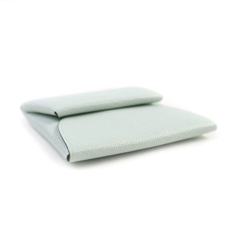 Hermes Bastia Verso Vert Peppermint Vert Moyen Chevre Silver Hardware Coin Case