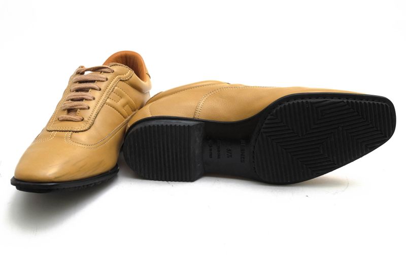 Hermes Shoes Sneakers Shoes Low Cut Ladies Women Leather Genuine Beige Quick H