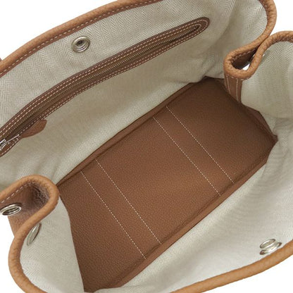 Hermes Tote Bag Garden Party TPM Negonda Gold Silver Hardware Brown Engraved D