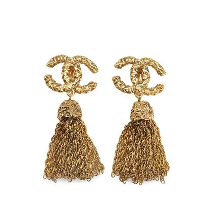 Chanel Vintage Coco Mark Lava Fringe Gold Plated Ladies Chanel