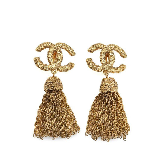 Chanel Vintage Coco Mark Lava Fringe Gold Plated Ladies Chanel